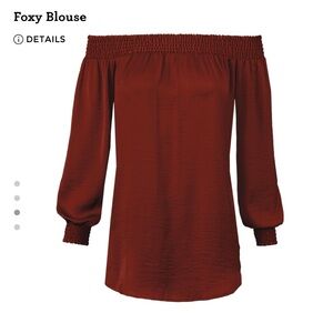 Cabi Foxy Blouse Off-Shoulder Top in Rust